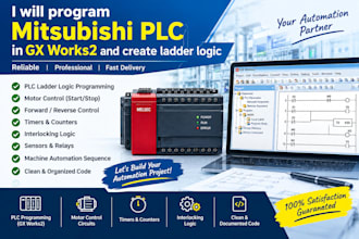 program mitsubishi plc in gx works 2 and create ladder logic