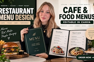 design restaurant menus , cafe menus, food menu templates, canva menus