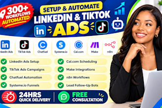 linkedin tiktok ads chatfuel systeme io cal com make n8n workflow automation