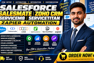 set up salesforce salesmate servicem8 servicetitan zoho crm zapier automation