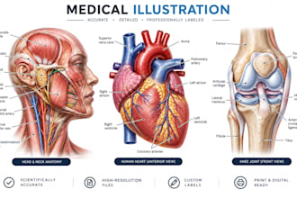 create professional medical illustration anatomy diagram and scientific art