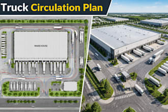 design warehouse truck circulation plan logistics site movement layout design