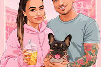 draw couple portrait illustration