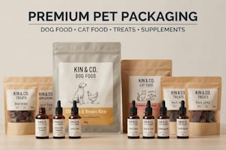design pet food, dog food packaging, product packaging and labels