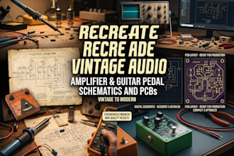 recreate vintage audio amplifier guitar pedal schematic and pcb