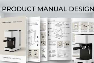 design product manual, instruction guide, user guide, product booklet and manual