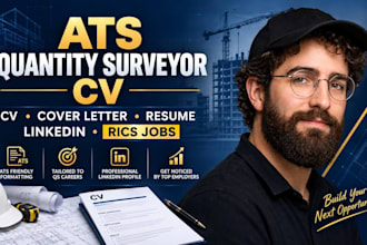 write ats quantity surveyor CV, cover letter, resume and linkedin for rics jobs