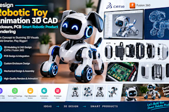 design robotic toy animation 3d cad enclosure pcb smart robotic product renderin