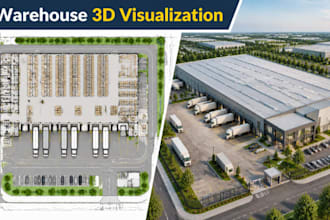 create warehouse 3d modeling architecture visualization industrial facility