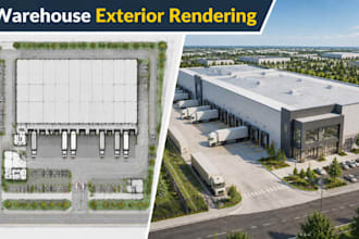 render warehouse exterior architecture visualization industrial building design