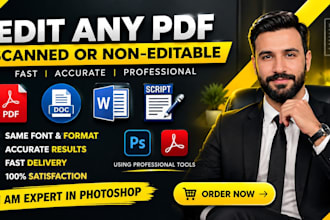 edit modify or fix scanned document or PDF files asap
