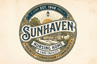 draw unique vintage nursing home logo for your brand