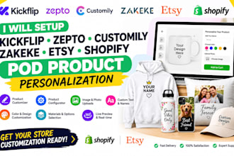 setup customily teeinblue zakeke zepto etsy shopify pod product personalization