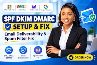 setup fix spf dkim dmarc spam filter for microsoft 365 zoho mail proton mail