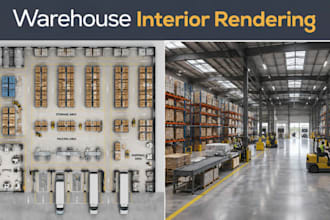 create warehouse interior visualization industrial facility architectural render