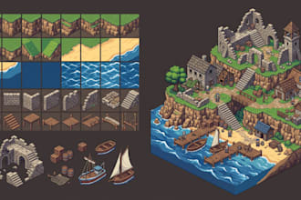 isometric pixel art tileset tilemap rpg game assets pixel environment map sprite