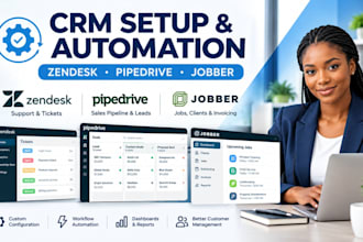 set up zendesk, pipedrive and jobber CRM automation