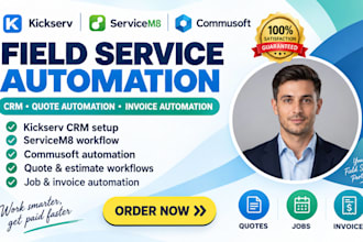 setup kicksery servicem8 commusoft crm quote invoice automation