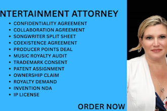 be your fl, nc, ny, ca entertainment lawyer for music, patents, IP and royalties