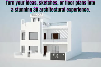 create 3d house design, interior, exterior, 3d model and realistic rendering