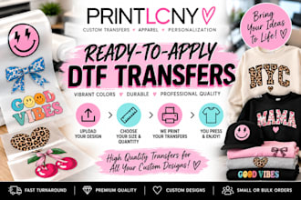 print high quality ready to apply dtf transfers