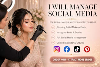 manage social media for bridal makeup artists, event planning and beauty brands