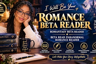 romance beta reader, romantasy beta reader beta read parnormal romance reader