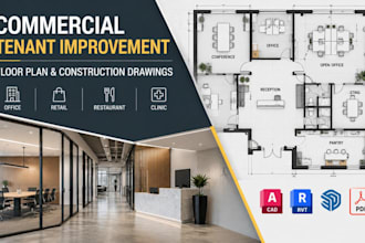 design commercial tenant improvement floor plan and construction cad drawings