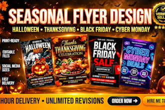 create halloween flyer, festive sale, black friday flyer,banner and ad designs