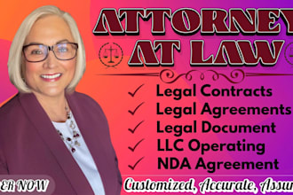 draft legal agreements, contracts, llc operating agreements, motions and ndas