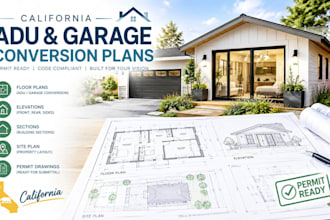 california adu architectural plans,california garage conversions,permit drawings