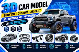 3d car model body kit custom car part rc widebody kit automotive for 3d printing