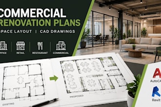 create commercial renovation plans, space layout and autocad drawings