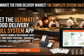 develop a complete food delivery app system for restaurant admin rider an custom
