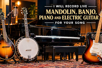 record live mandolin banjo piano and electric guitar for your song