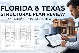do florida, texas structural plan review and building drawing review for permit