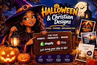 design halloween christian party instagram ads poster flyers for shopify etsy