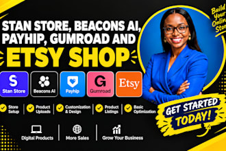 setup  stan store beacon ai gumroad payhip  and etsy shop