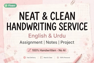 write notes in neat urdu and english handwriting