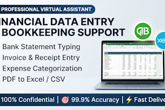 do accurate financial data entry, bank statement typing, and bookkeeping support