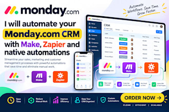 automate your monday com CRM with make, zapier and native automations