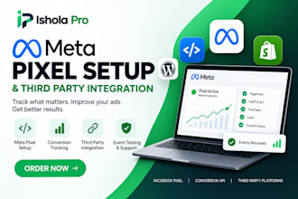 setup  meta pixel, facebook pixel, conversion API and link third party tracking