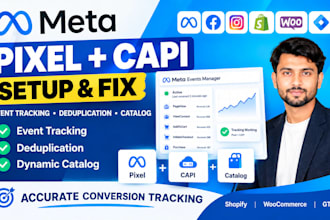 setup or fix meta facebook pixel, conversion API, events and catalog