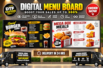 design digital menu board TV menu for restaurant led menu
