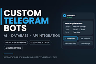 build a custom telegram bot with ai, database and API integration