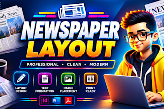design a stunning layout newspaper, magazine, in indesign and canva