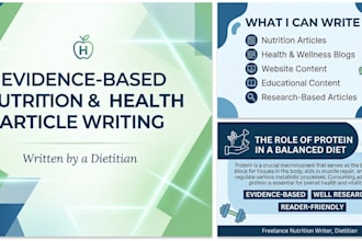 write evidence based nutrition and health articles