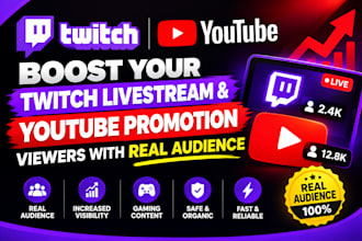 boost your twitch livestream, youtube promotion, viewers, with real audience