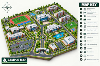 do isometric hotel map, campus map, city map, wayfinding map, resort map