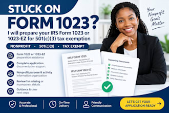 prepare your irs form 1023 or 1023 ez for 501c3 tax exemption